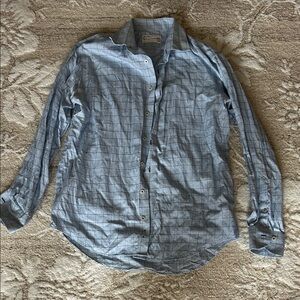 Lorenzo Uomo Light Blue Plaid Casual Shirt